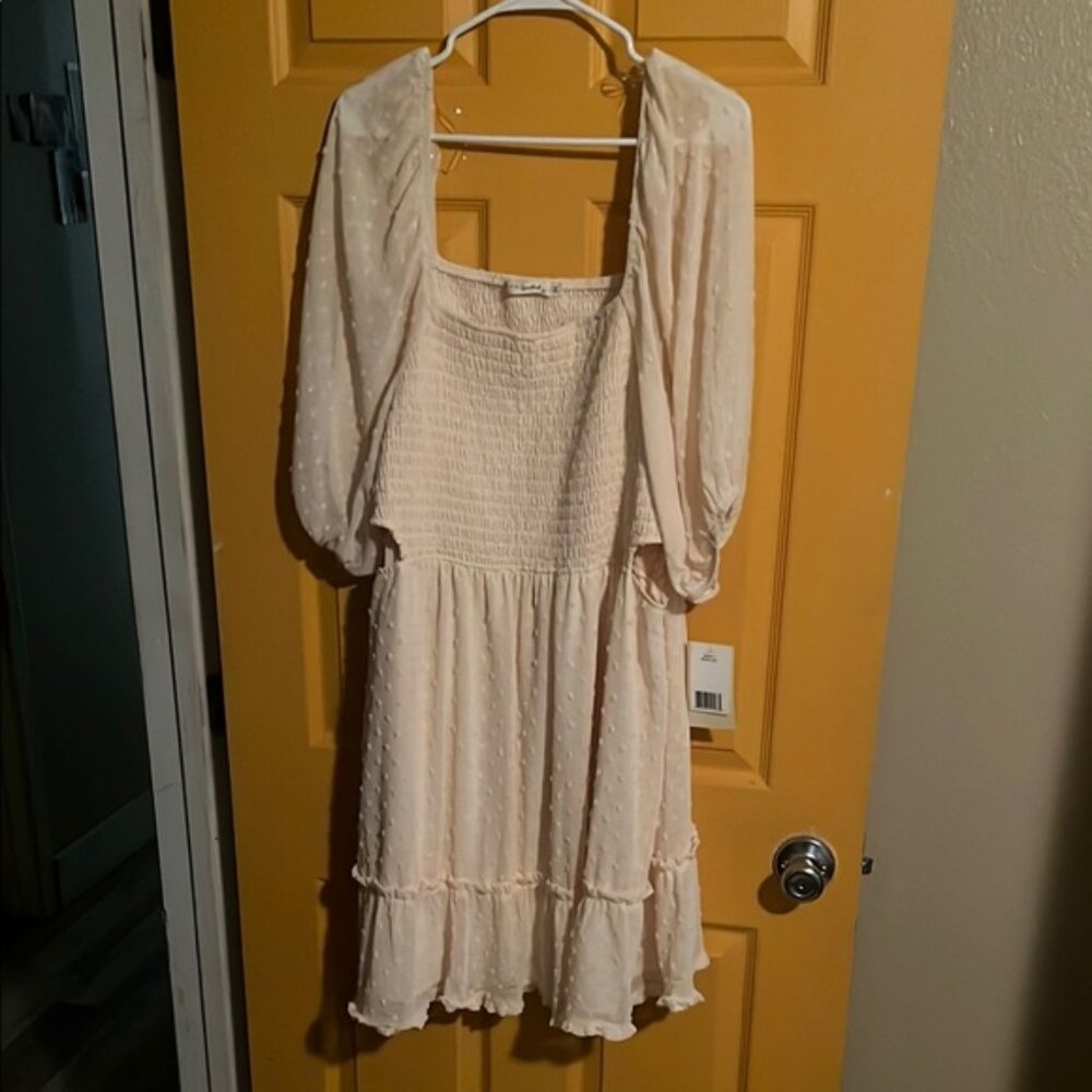 3X LIVE TO BE SPOILED Cream Polka Dot Dress with Ruffle Hem XXXL NWT